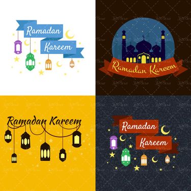 وکتور فانوس لیبل برچسب حلال ماه رمضان کریم3