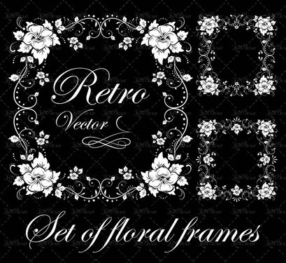 وکتور  کادر گل حاشیه گل گل و بوته شمسه  49