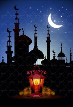 وکتور ماه مبارک رمضان رمضان الکریم فانوس حلال ماه