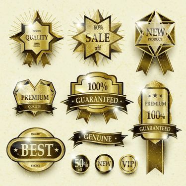 وکتور  لیبل طلایی برچسب طلایی برچسب ستاره ای
