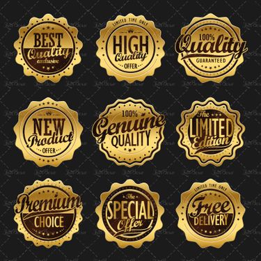 وکتور  لیبل طلایی برچسب طلایی برچسب چرخ دنده 1