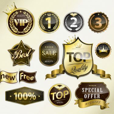 وکتور  لیبل طلایی برچسب طلایی برچسب  اعداد