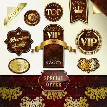 وکتور  لیبل طلایی برچسب طلایی برچسب  تخفیف ویژه