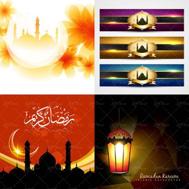 وکتور  گنبد گلدسته حلال ماه وکتور  فانوس