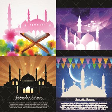 وکتور مسجد رحل قرآن گنبد گلدسته بک گراند