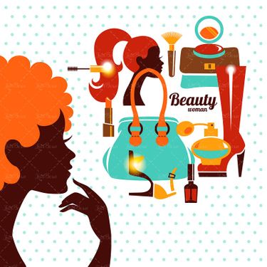 وکتور لوازم آرایشی وکتور سالن آرایش چهره زن