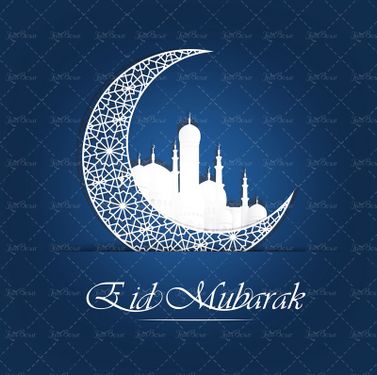 وکتور عید فطر ماه مبارک رمضان ستاره حلال ماه گنبد گلدسته بک گراند مذهبی3