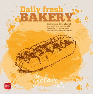 وکتور شیرینی پزی وکتور کیک خامه ای  وکتور نان