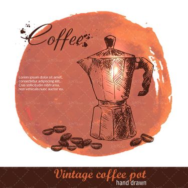 وکتور   قهوه جوش   وکتور دانه های قهوه وکتور بک گراند2