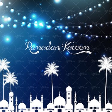 وکتور ماه ستاره گنبد گلدسته ماه رمضان لامپ شادی