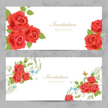 وکتور کارت دعوت کارت عروسی گل و بوته کارت تبریک کارت پستال گل قرمز