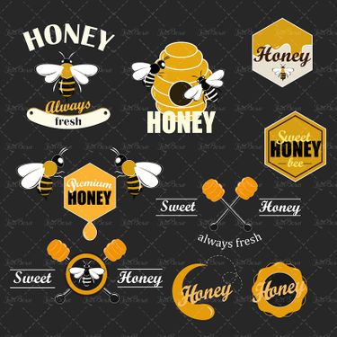 وکتور زنبور عسل کندوی عسل قاشق برداشتن عسل از ظرف