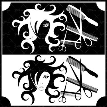 وکتور مدل موی زنانه شانه قیچی سالن آرایش سالن زیبایی
