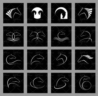 وکتور اسب یال دار لوگو اسب آرم سر اسب نشان کله اسب