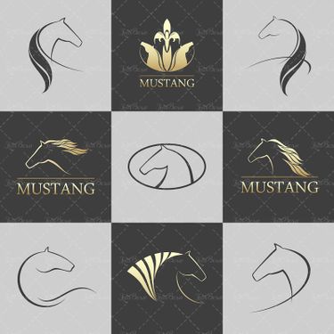 وکتور اسب یال دار لوگو اسب آرم سر اسب نشان کله اسب1