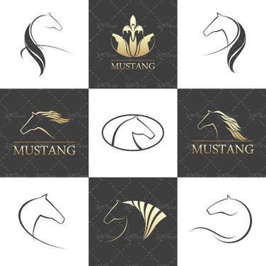 وکتور اسب یال دار لوگو اسب آرم سر اسب نشان کله اسب اسب مسابقه3