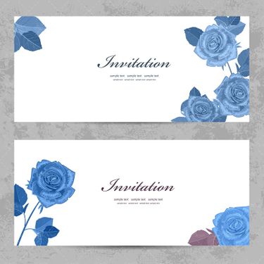 وکتور کارت دعوت کارت عروسی گل آبی