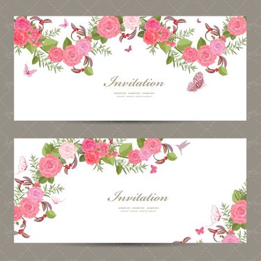 وکتور کارت دعوت کارت عروسی گل قرمز حاشیه گل