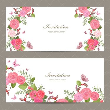 وکتور کارت دعوت کارت عروسی گل قرمز حاشیه گل1