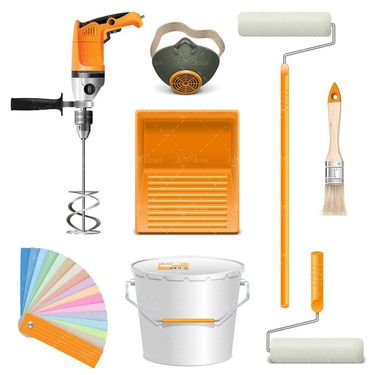 وکتور  رنگ و ابزار وکتور دلر وکتور سطل رنگ