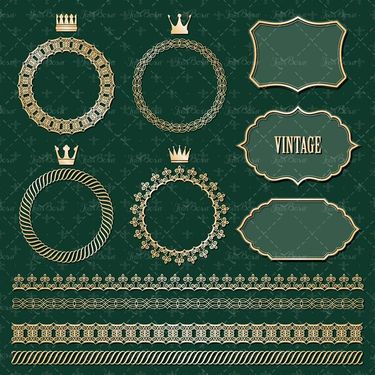 وکتور کتیبه وکتور تاج پادشاه وکتور کادر گل