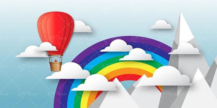 وکتور رنگین کمان وکتور ابر وکتور بالون قرمز وکتور کوه