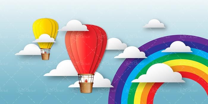وکتور رنگین کمان وکتور ابر وکتور بالون قرمز وکتور 2