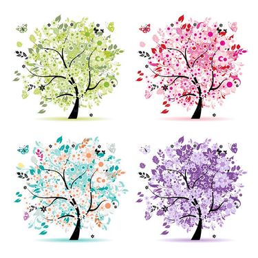 وکتور چهار فصل وکتور درخت بهاری وکتور درخت در زمستان1