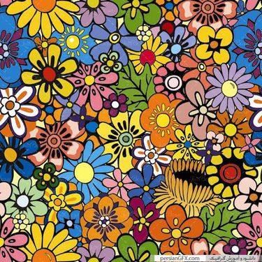 وکتور گل و بوته رنگی وکتور بک گراند گل گرافیکی
