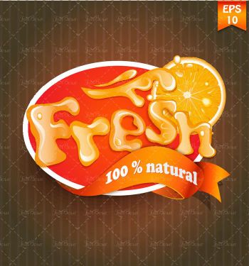 وکتور آب پرتقال تازه وکتور آبمیوه فروشی وکتور لیبل