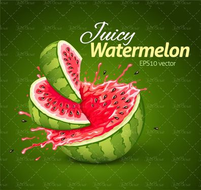 وکتور هنوانه وکتور میوه فروشی وکتور هندوانه قرمز