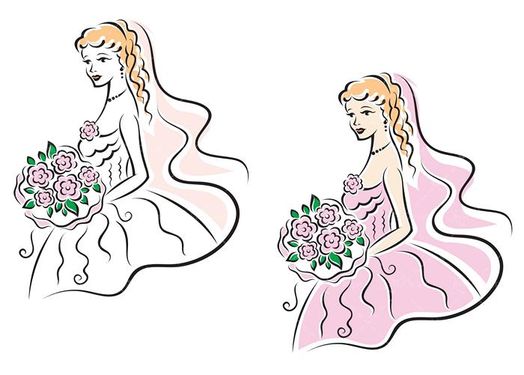 وکتور لباس عروس وکتور لباس نامزدی  وکتور دسته گل عروس