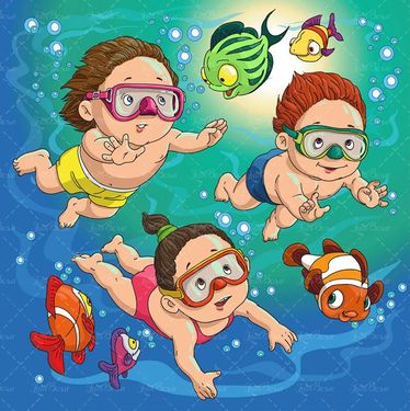 وکتور  شنا وکتور کودک وکتور بچه وکتور آبتنی