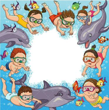 وکتور  شنا وکتور کودک وکتور بچه وکتور دولفین1