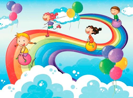 وکتور شادی بچه ها وکتور رنگین کمان وکتور بادکنک رنگی