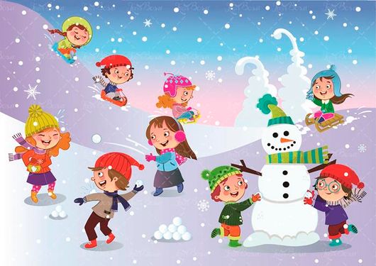وکتور بازی بچه ها وکتور برف باری وکتور زمستان1