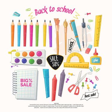 وکتور نوشت افزار وکتور لوازم التحریر وکتور وکتور مداد رنگی1