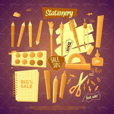 وکتور نوشت افزار وکتور لوازم التحریر وکتور وکتور مداد رنگی2