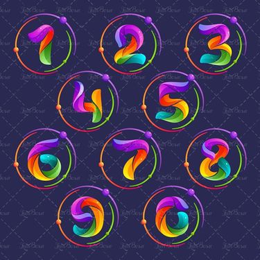 وکتور اعداد گرافیکی وکتور اعداد انگلیسی رنگی1