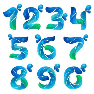 وکتور اعداد گرافیکی وکتور طرح آبی  اعداد انگلیسی