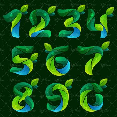 وکتور اعداد گرافیکی وکتور طرح برگ  اعداد انگلیسی1