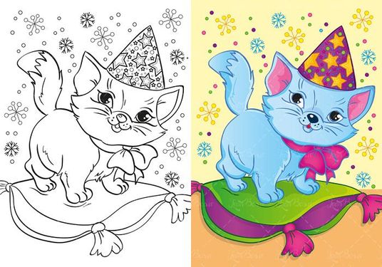 وکتور نقاشی کودکانه وکتور رنگ آمیزی وکتور گربه