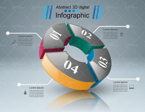 وکتور اینفوگرافی سه بعدی دیجیتال وکتور اینفوگرافی رنگی
