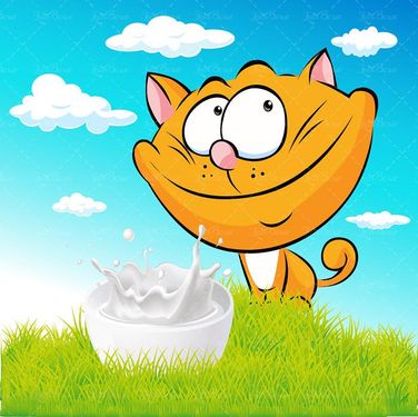 وکتور نقاشی کودکانه وکتور گربه وکتور کاسه شیر