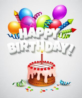 وکتور جشن تولد وکتور کیک تولد وکتور بادکنک رنگی 1