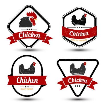 وکتور لیبل رنگی پروتئینی وکتور برچسب گرافیکی خروس