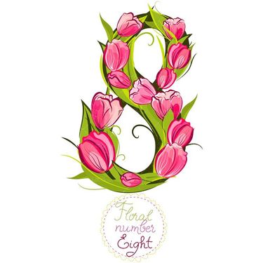 وکتور گل وکتور دسته گل مناسبتی وکتور عدد هشت با گل