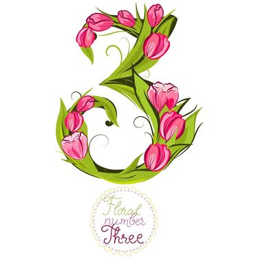 وکتور طراحی عدد 3 با گل وکتور عدد سه وکتور گل لاله