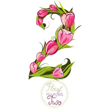 وکتور طراحی عدد 2 با گل وکتور عدد دو وکتور گل لاله