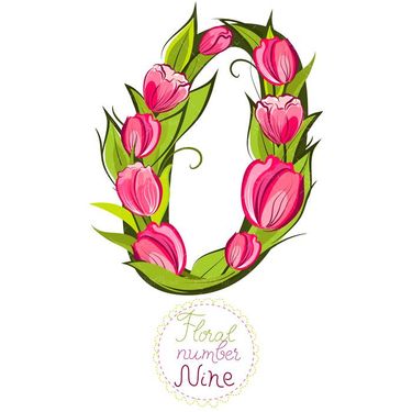 وکتور طراحی عدد 0 با گل وکتور گل لاله وکتور عدد صفر